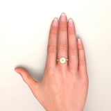 Mother of Pearl and Diamond Amulet Ring, 18K Gold