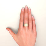 Mother of Pearl and Diamond Amulet Ring, 18K Gold