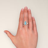 Octagon Aquamarine and Diamond Baguette Open Ring, 18K Rose Gold