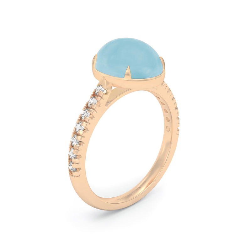 Aquamarine and Diamond Ring, 18K Rose Gold