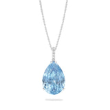 Pear aquamarine and diamond claw set 18k white gold necklace