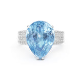 Pear aquamarine and diamond engagement 18k white gold ring