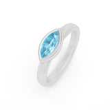 Marquise Aquamarine Bezel Solitaire Ring, 18K White Raw Gold