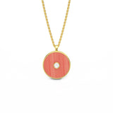 Coral and Diamond Amulet Pendant, 18K Yellow Gold