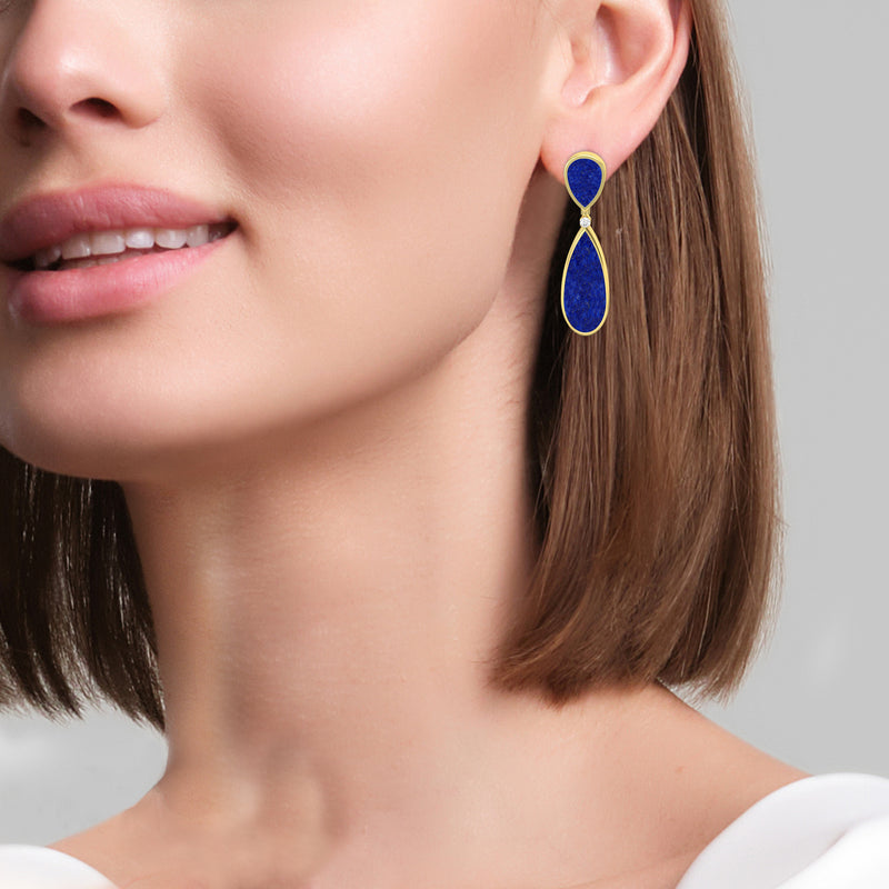 marcello riccio teardrop  bezel earrings on model