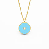 Turquoise and diamond round Pendant