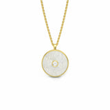 Mother of Pearl and Diamond Amulet Pendant, 18K Gold