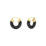 Black Agate Small Hoop Earrings