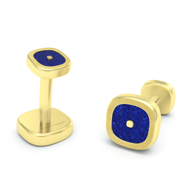 Lapis Lazuli Cushion Cufflinks, 18K Yellow Gold