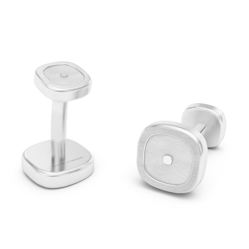 Solid Cushion Brushed Cufflinks 950 Platinum