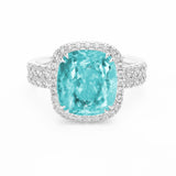 Cushion Paraiba tourmaline and diamond platinum cocktail ring