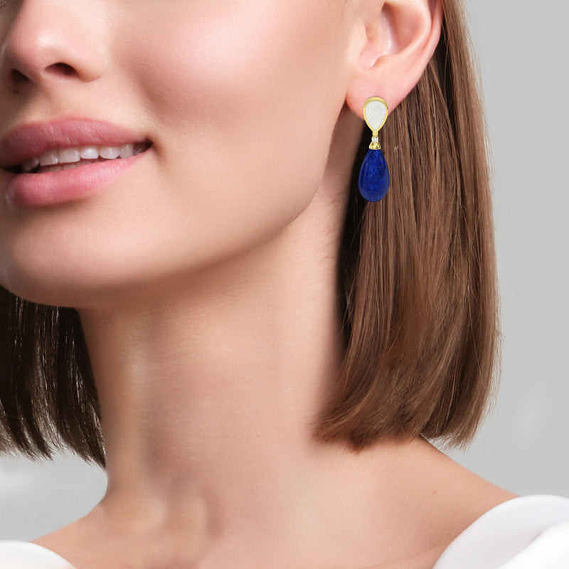 marcello riccio tear drop rounded earrings on model