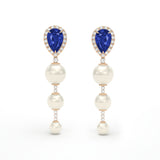 PEAR SAPPHIRE, DIAMONDS & PEARL Earrings