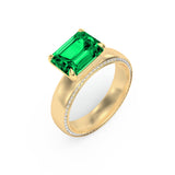 Octagon Emerald and Diamond Cocktail Ring, 18k Gold 