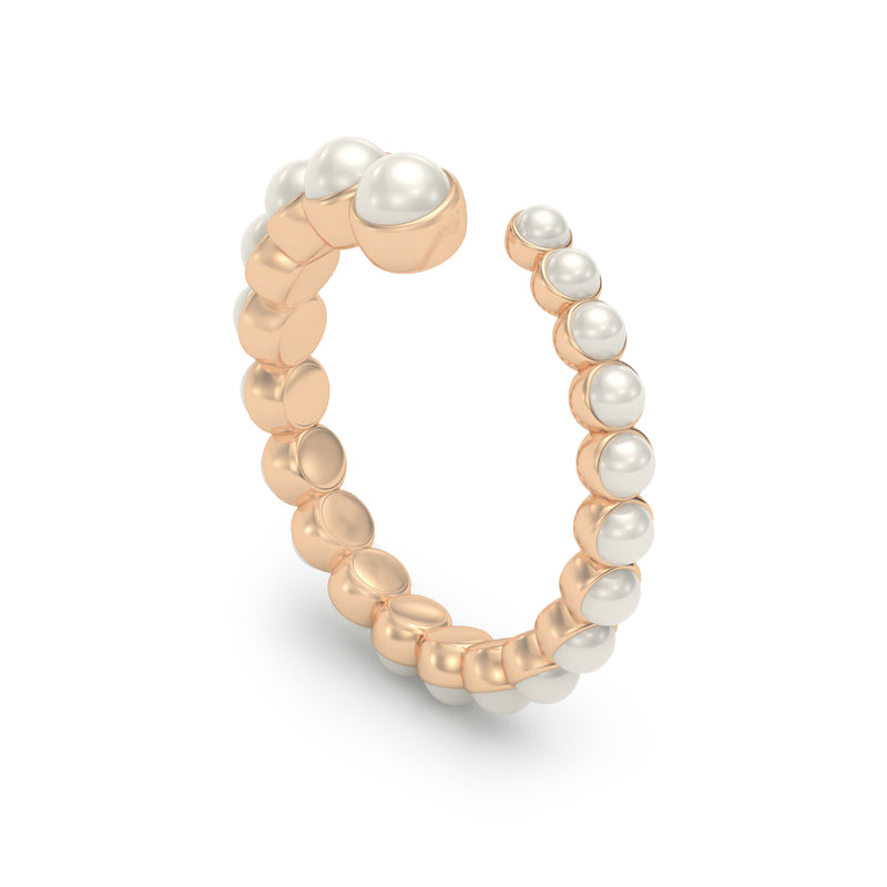 White Pearl Eternity Ring, 18K Rose Gold