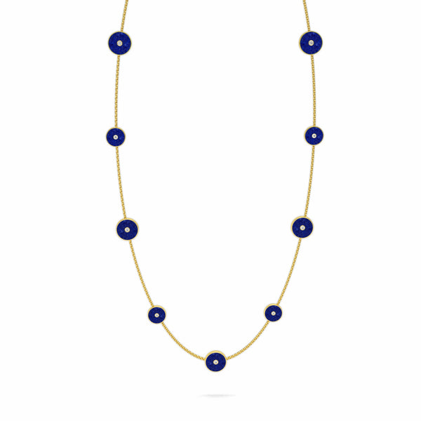 Lapis Lazuli & Diamond Amulet Necklace, 18K Yellow Gold