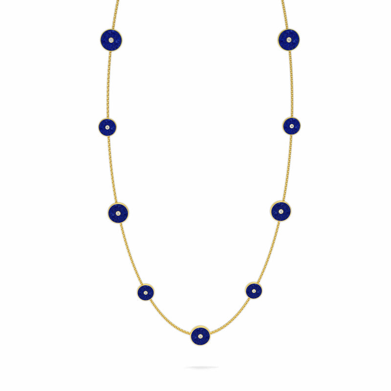 Lapis Lazuli & Diamond Amulet Necklace, 18K Yellow Gold