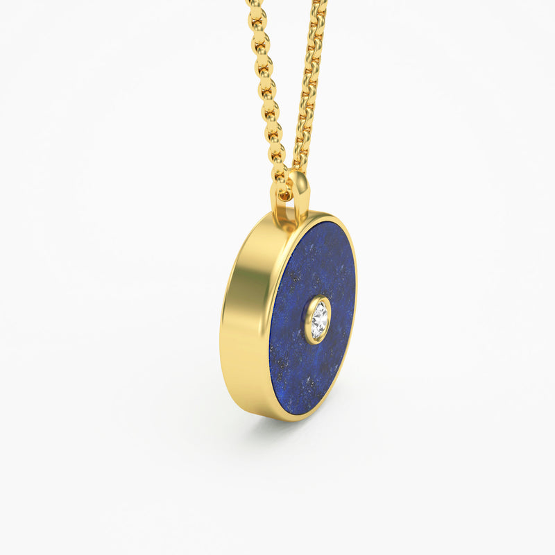 Lapis Lazuli and Diamond Amulet Pendant, 18K Gold