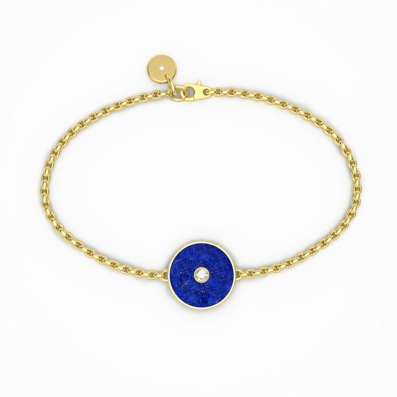 Lapis Lazuli and Diamond Amulet Bracelet, 18K Gold