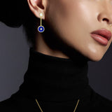 Lapis Lazuli and Diamond Amulet Drop Earrings, 18K Gold