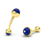 Round sphere Lapis Lazuli and Diamonds Ballon Cufflinks, 18K Yellow Gold