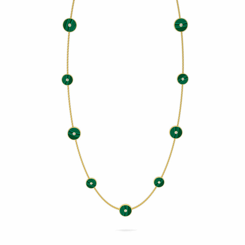 Malachite & Diamond Amulet Necklace, 18K Yellow Gold