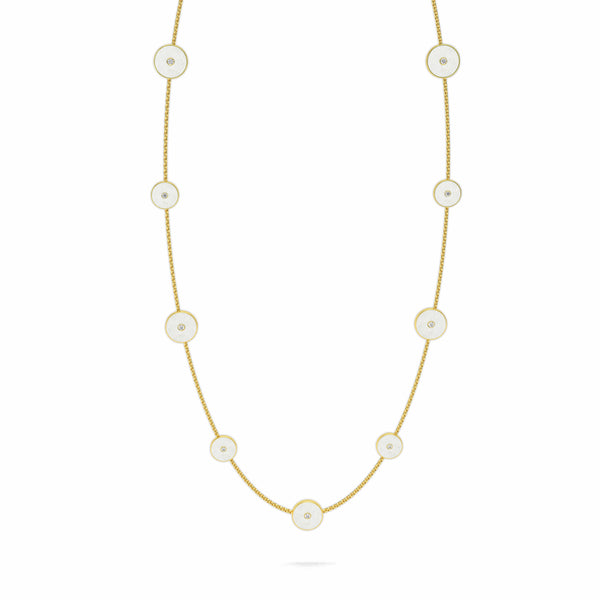 Mother of Pearl & Diamond Amulet Necklace, 18K Yellow Gold