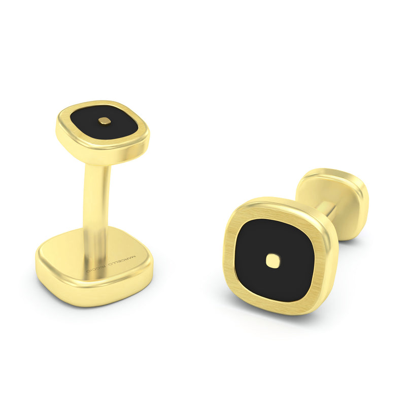 Onyx Cushion Cufflinks, 18K Yellow Gold