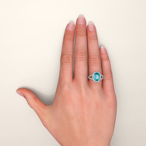OVAL PARAIBA TOURMALINE - DIAMOND Ring