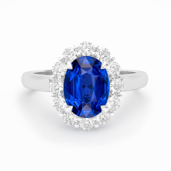 Kate Middleton's Oval Sapphire princess and Diamond Halo Ring, 950 Platinum