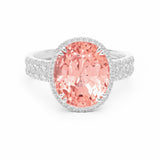 GRS Oval Padparadsha Sapphire & Diamond Ring, 950 Platinum