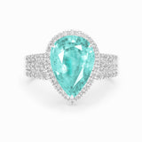 Pear Paraiba tourmaline and diamond platinum ring