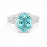 Oval Paraiba tourmaline and diamond engagement ring - platinum 