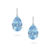 Pear aquamarine and diamond drop 18k white gold earrings