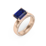 Blue Sapphire and Diamond Cocktail Ring, 18K Rose Gold