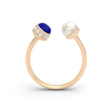 CABOCHON SAPPHIRE, DIAMOND & PEARL Ring