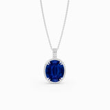 Oval Sapphire and Diamond Necklace, 18K White Gold