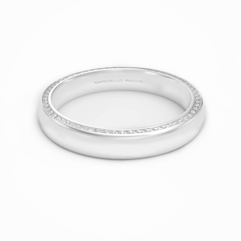 Diamond Side Channel Set Eternity Ring, 18K White Gold or Platinum