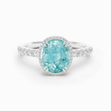 Oval Paraiba Tourmaline and Diamond Ring, 18K white Gold 