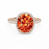 Oval Spessartite Garnet and Diamond ring - 18K Rose Gold