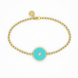 Turquoise and Diamond Amulet Charm Bracelet, 18K Gold