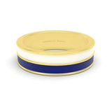 White and blue enamel double band ring in yellow gold