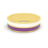 White and purple enamel double band ring in yellow gold