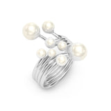 Round White Multi Pearl, 18K white gold or silver ring