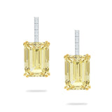 YELLOW SAPPHIRE CLAW SET & DIAMOND BAGUETTE Earrings