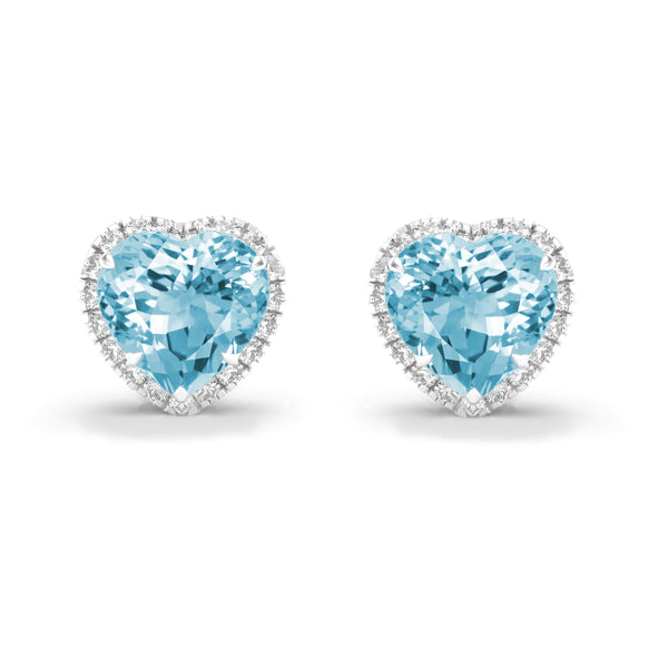 HEART AQUAMARINE & DIAMOND Earrings - MARCELLO RICCIO®