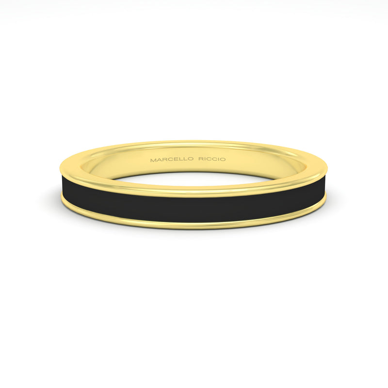 black enamel silver gold plated vermeil 18k gold ring