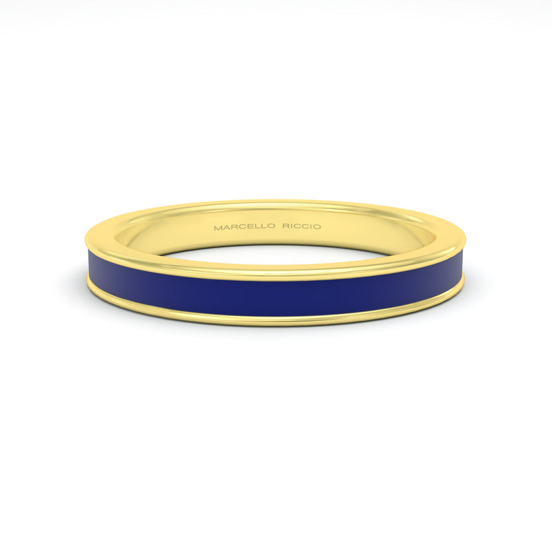 blue navy enamel silver gold plated vermeil 18k gold ring