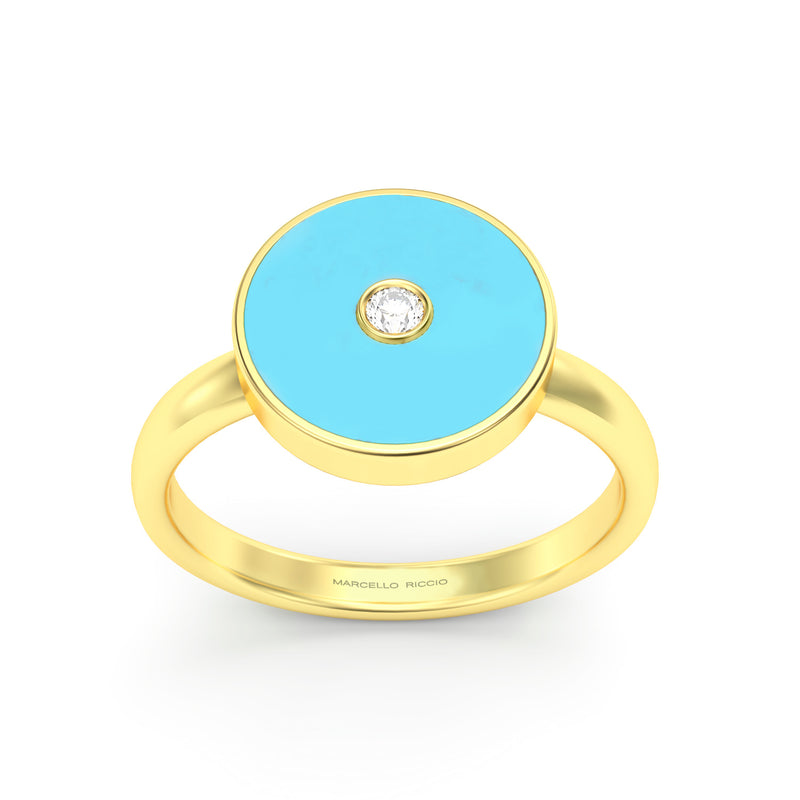 Turquoise and Diamond Amulet Ring, 18K Gold