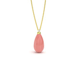 Coral and Diamond Teardrop Pendant, 18K Gold